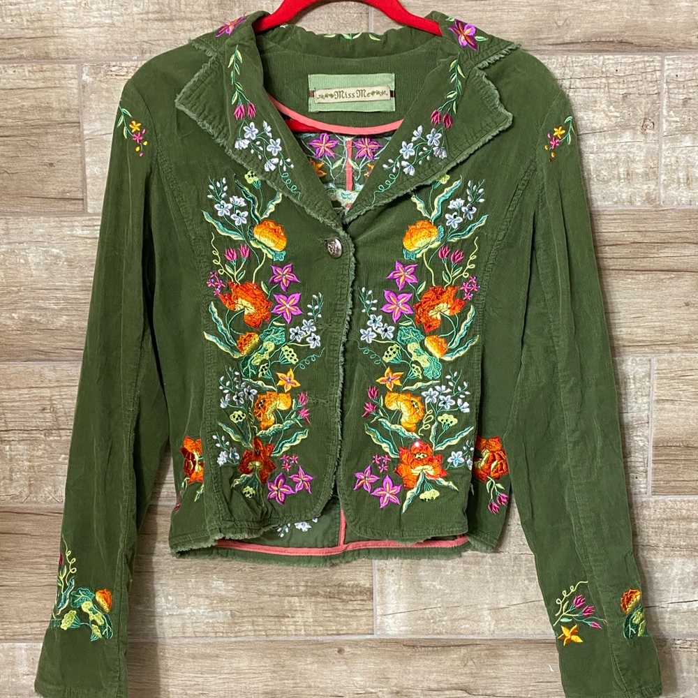 ✨Vintage✨ Miss Me floral embroidered Jacket Velvet Blazer